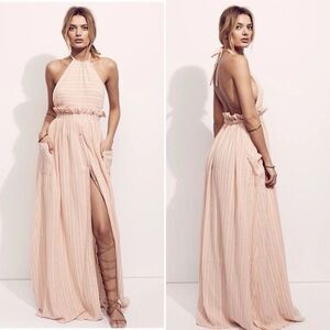 Mara Hoffman Pocket Halter Dress in Pink & White Stripe Size 10